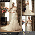 OEM factory long train halter strap long tail ball gown wedding dress